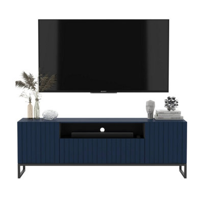 B&Q -  Elpis Glamour Tv Cabinet Unit With Storage 150 CmNavy Matt / Black Legs