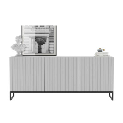 B&Q -  Elpis Glamour Sideboard Tv Stand 168Cm Push-To-Open CabinetWhite Matt / Black Frame