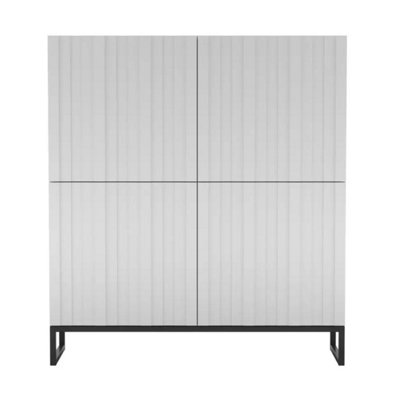 B&Q -  Elpis Glamour Sideboard Push-To-Open CabinetWhite Matt / Black Frame
