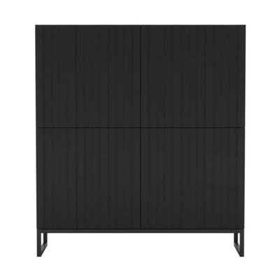 B&Q -  Elpis Glamour Sideboard Push-To-Open CabinetBlack Matt / Black Frame
