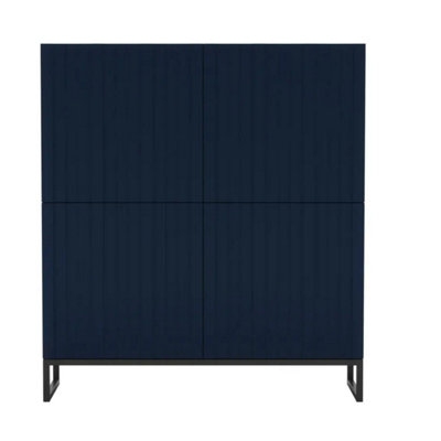 B&Q -  Elpis Glamour Sideboard Push-To-Open CabinetNavy Matt / Black Frame
