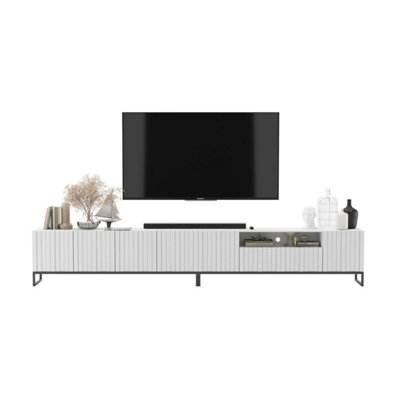 B&Q -  Elpis Glamour Tv Cabinet Media Unit Extra Long 300 CmWhite Matt / Black Frame
