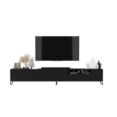 B&Q -  Elpis Glamour Tv Cabinet Media Unit Extra Long 300 CmBlack Matt / Black Frame