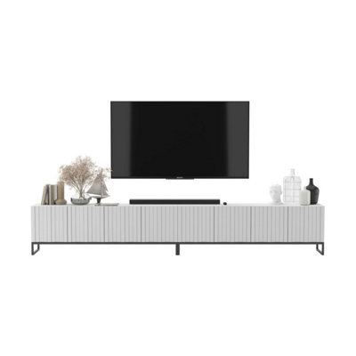 B&Q -  Elpis Glamour Tv Cabinet Media Unit Extra Long 300 CmWhite Matt / Black Frame