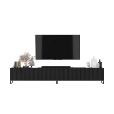 B&Q -  Elpis Glamour Tv Cabinet Media Unit Extra Long 300 CmBlack Matt / Black Frame