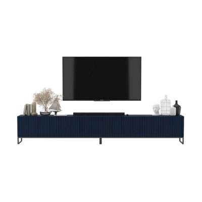 B&Q -  Elpis Glamour Tv Cabinet Media Unit Extra Long 300 CmNavy Matt / Black Frame