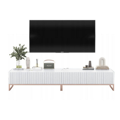 B&Q -  Elpis Glamour Tv Sideboard 220 Cm Tv UnitWhite Matt / Copper Frame