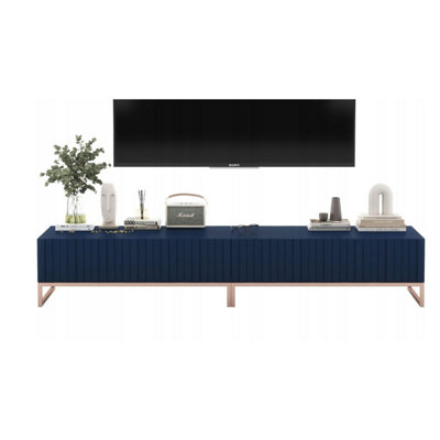 B&Q -  Elpis Glamour Tv Sideboard 220 Cm Tv Unit Navy Matt / Copper Frame