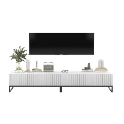 B&Q -  Elpis Glamour Tv Sideboard 220 Cm Tv UnitWhite Matt / Black Frame