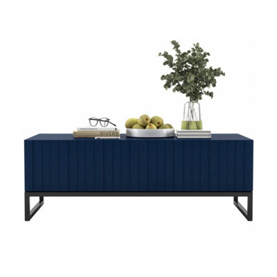 B&Q -  Elpis Glamour Coffee Table 110 CmNavy Matt / Black Frame