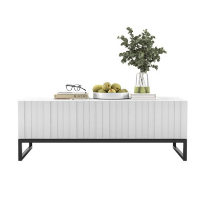 B&Q -  Elpis Glamour Coffee Table 110 CmWhite Matt / Black Frame