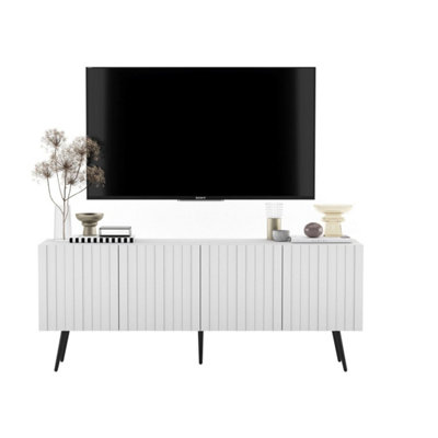 B&Q -  Elpis Glamour Tv Cabinet Elegant Media Unit Push-To-OpenWhite Matt