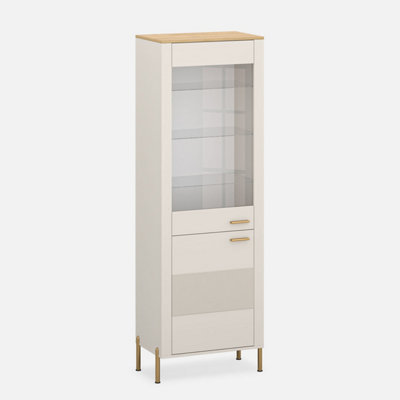 B&Q -  Ruben Tall Display CabinetCashmere / Stone Oak