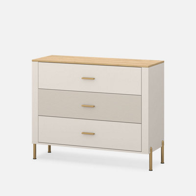 B&Q -  Ruben 3 Drawer Chest Of DrawersCashmere / Stone Oak