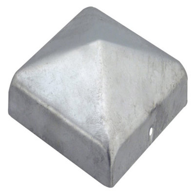 Square Pyramid Silver Galvanised Fence Post Cap Cover Top 71mm Pack Of: 1 Pc