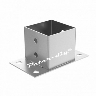Post Support Holder Galvanised Bolt Down Square Pergola Fence Foot Base 71 X 71mm (2.8 X 2.8") from B&Q