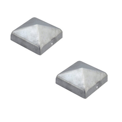 Square Pyramid Silver Galvanised Fence Post Cap Cover Top 71mm Pack Of: 2 Pc