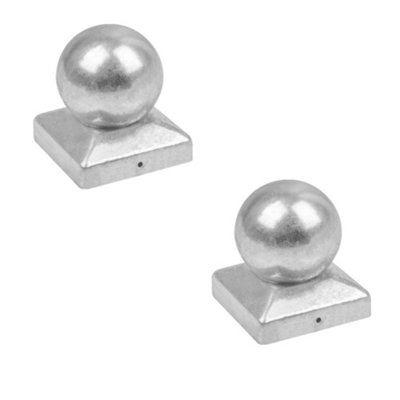 Galvanised Square Metal Fence Gate Post Cap Flange Size 91mm Ball Top Pack Of: 2 Pc from B&Q