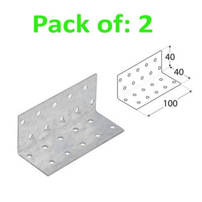 Galvanised Corner Brace 90 Degree Angle Bracket Joist Timber Mending Plates Thickness 2mm 40X40 Width 100mm Pack Of: 2 from B&Q