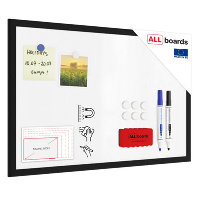 Allboards Whiteboard Dry Erase Magnetic SurfaceBlack Wooden Frame 60X40 Cm from B&Q