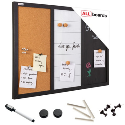 Allboards 3-In-1 Combination Board: Dry Erase-MagneticMagnetic-ChalkAnd Cork Board 60X40 Cm from B&Q