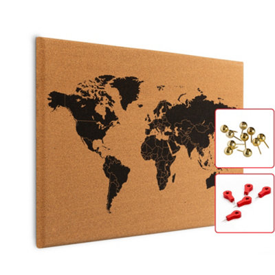 Allboards World Map Frameless Cork Board60X40 Cm from B&Q
