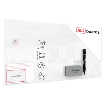 Allboards Magnetic Glass Board 240X120 Cm Premium Superwhite (Super White) from B&Q