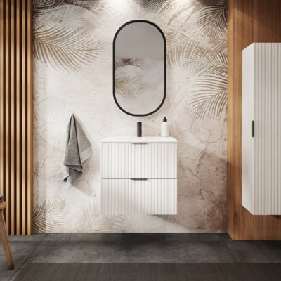 Heze Furniture Flow 2 Drawer Bathroom Cabinet Vanity Unit With Basin 60CmWhite from B&Q