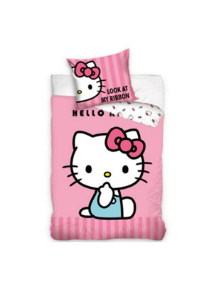 Hello Kitty Ribbon Single Duvet Cover And Pillowcase SetEuropean Size from B&Q