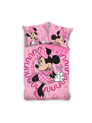 Disney Minnie Mouse Single Duvet Cover And Pillowcase Set - European Size Pink