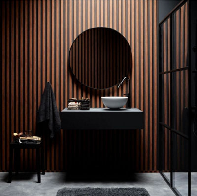 B&Q -  Linerio Mocca Internal Decorative Wall Panel Pack 16 Total Coverage 5.22M2