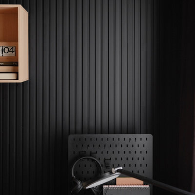 B&Q -  Linerio Black Internal Decorative Wall Panel Pack 16 Total Coverage 5.22M2