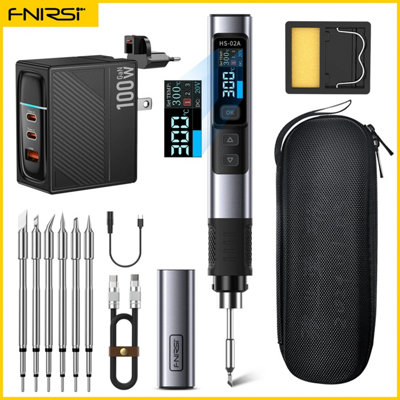 Fnirsi Hs-02A Intelligent Soldering Iron 6 Tips 100W Pd Gan Fast Charger 250W C2C Pd Charging Cable from B&Q