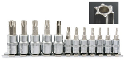 Yato Yt-04332 Security Torx Tamperproof Star Bit Socket Set 12 Pcs S2 Steel from B&Q