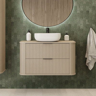 Heze Furniture Elegance Glamour Style 2 Drawer Bathroom Vanity Cabinet 80Cm In Cashmere from B&Q