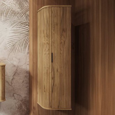 Heze Furniture Elegance Glamour Style Tall Bathroom Cabinet In Gold Craft Oak from B&Q