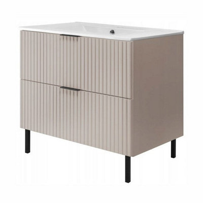 Heze Furniture Flow Standing Bathroom Vanity Cabinet With Basin 80CmCashmere from B&Q