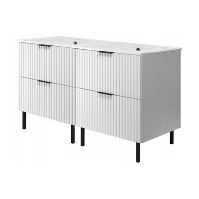 Heze Furniture Flow Bathroom Set Of 2 Standing Vanity Cabinets With Basins 120Cm - White