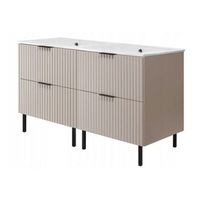 Heze Furniture Flow Bathroom Set Of 2 Standing Vanity Cabinets With Basins 120Cm - Cashmire