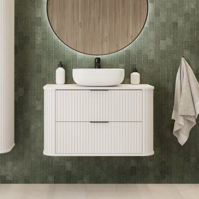 Heze Furniture Elegance Glamour Style 2 Drawer Bathroom Vanity Cabinet 60CmWhite from B&Q