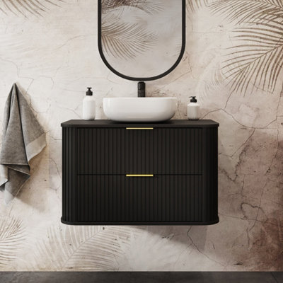 Heze Furniture Elegance Glamour Style 2 Drawer Bathroom Vanity Cabinet 60CmBlack from B&Q