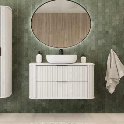 Heze Furniture Elegance Glamour Style 2 Drawer Bathroom Vanity Cabinet 120Cm In White from B&Q
