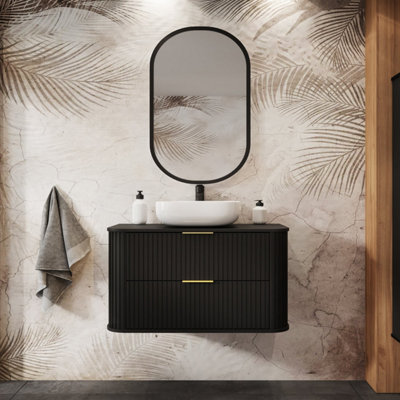 Heze Furniture Elegance Glamour Style 2 Drawer Bathroom Vanity Cabinet 120Cm In Black from B&Q