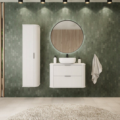 Heze Furniture Elegance Glamour Style 2 Bathroom Cabinets Set 100Cm Vanity Unit & Tall Cabinet In White from B&Q