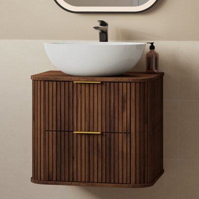 Heze Furniture Elegance Glamour Style 2 Drawer Bathroom Vanity Cabinet 60Cm In Walnut from B&Q