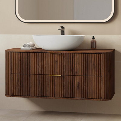 Heze Furniture Elegance Glamour Style 2 Drawer Bathroom Vanity Cabinet 120Cm In Walnut from B&Q