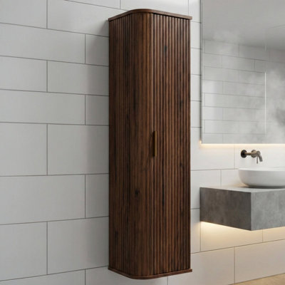 Heze Furniture Elegance Glamour Style Tall Bathroom Cabinet In Walnut from B&Q