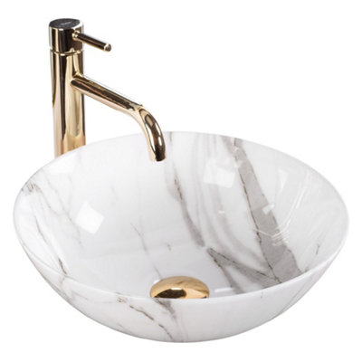 Countertop Washbasin Rea Stella Shiny Aiax WhiteCeramic from B&Q