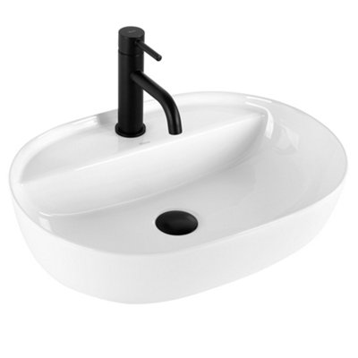 Countertop Washbasin Rea Aura 51 White RoundCeramics from B&Q