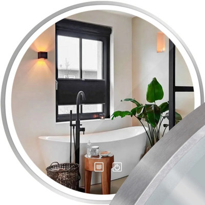 B&Q - Mirror Led  Led mmj 70Cm Brush SteelGlassAluminium